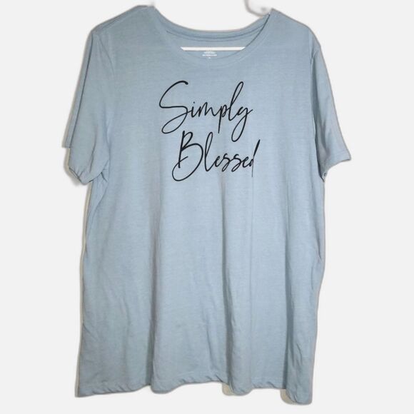 Simply Blessed Short Sleeve Blue T-Shirt XL - Picture 1 of 7